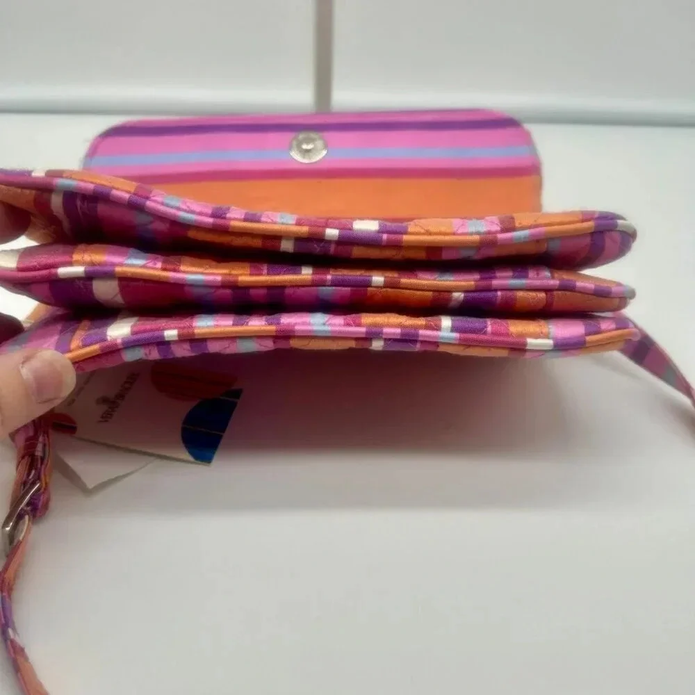 NEW Rare‎ Vera Bradley Caroline Shoulder Bag Clutch Wallet Silk Hibiscus Stripe